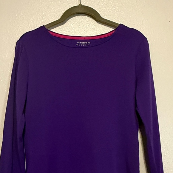 Talbots Deep Purple Long-Sleeve Crewneck Top - Picture 3 of 4
